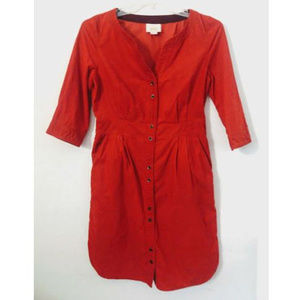 Anthropologie Maeve Burnt Orange Shirt Dress